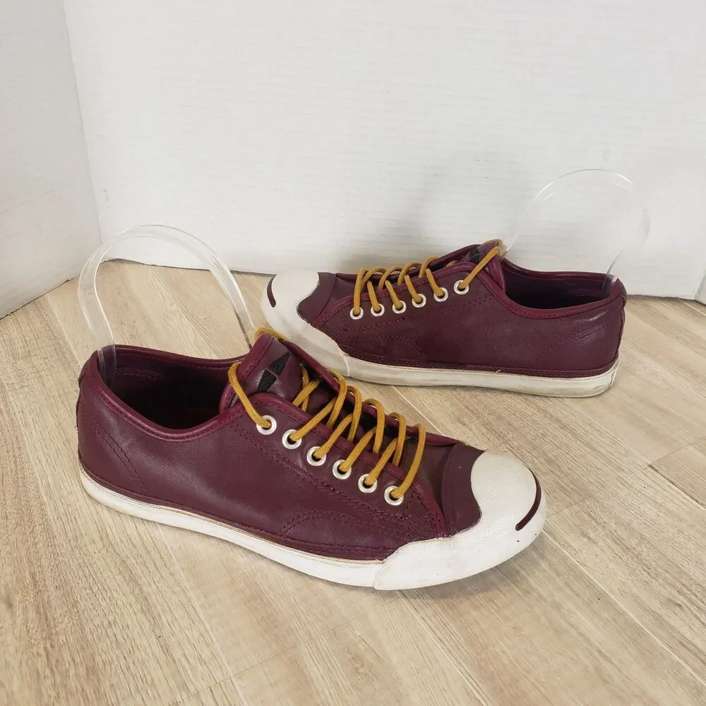 Converse Jack Purcell Leather Sneakers Maroon Burgundy Women’s Sz 6 M4.5